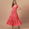 Remembered Always Swiss Dot Peplum Maxi Dress Rose FINAL