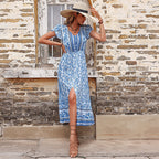 On Cloud Nine Floral Smocked Puff Sleeve Midi Dress