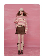 Pink Striped Mohair Sweater