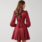 Meet And Greet Satin Drape Dress Wine