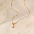 Heart Shape Zirconia Pendant Stainless Steel Necklace