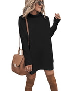 Marcelle Mock Neck Knit Dress Black