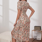 Simi Floral Smocked Babydoll Dress Black Red