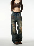 Distressed Baggy Ripped Denim Jeans