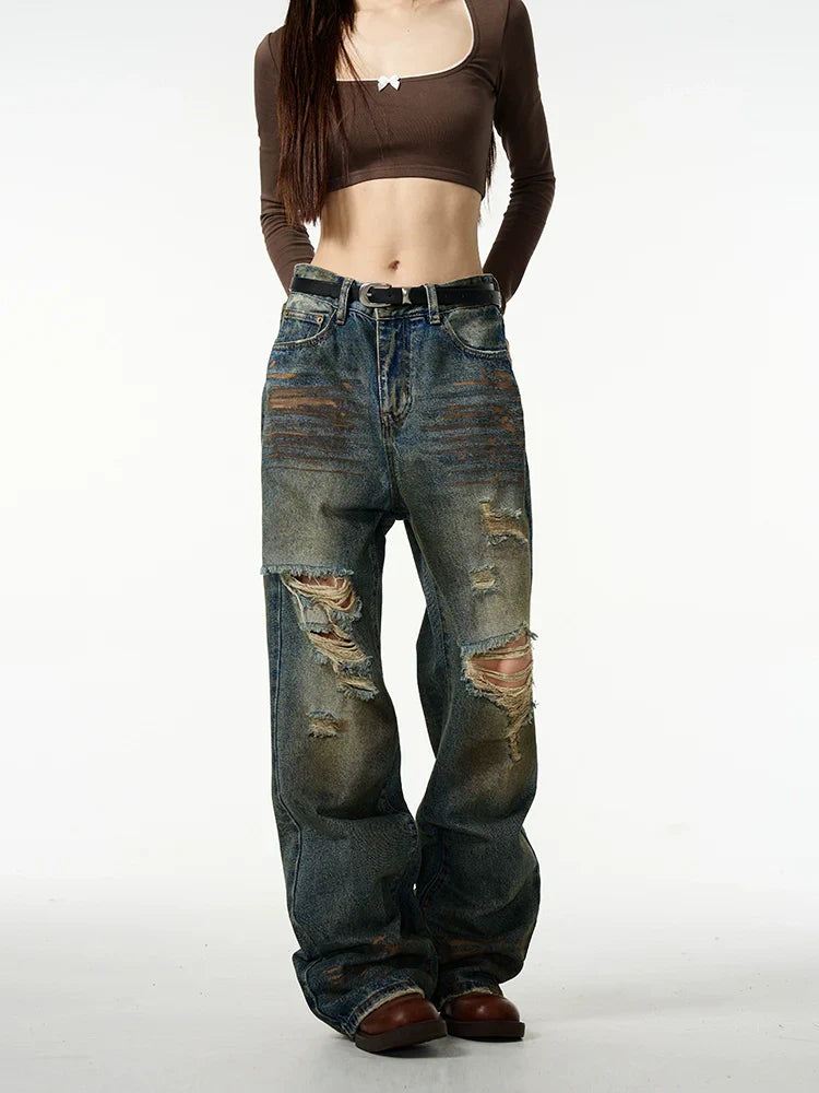 Distressed Baggy Ripped Denim Jeans