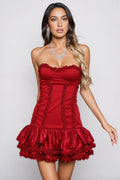 Vesper Red Sheath Ruffle Mini Dress