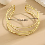 Geometric Hollow Minimalist Open Bracelet