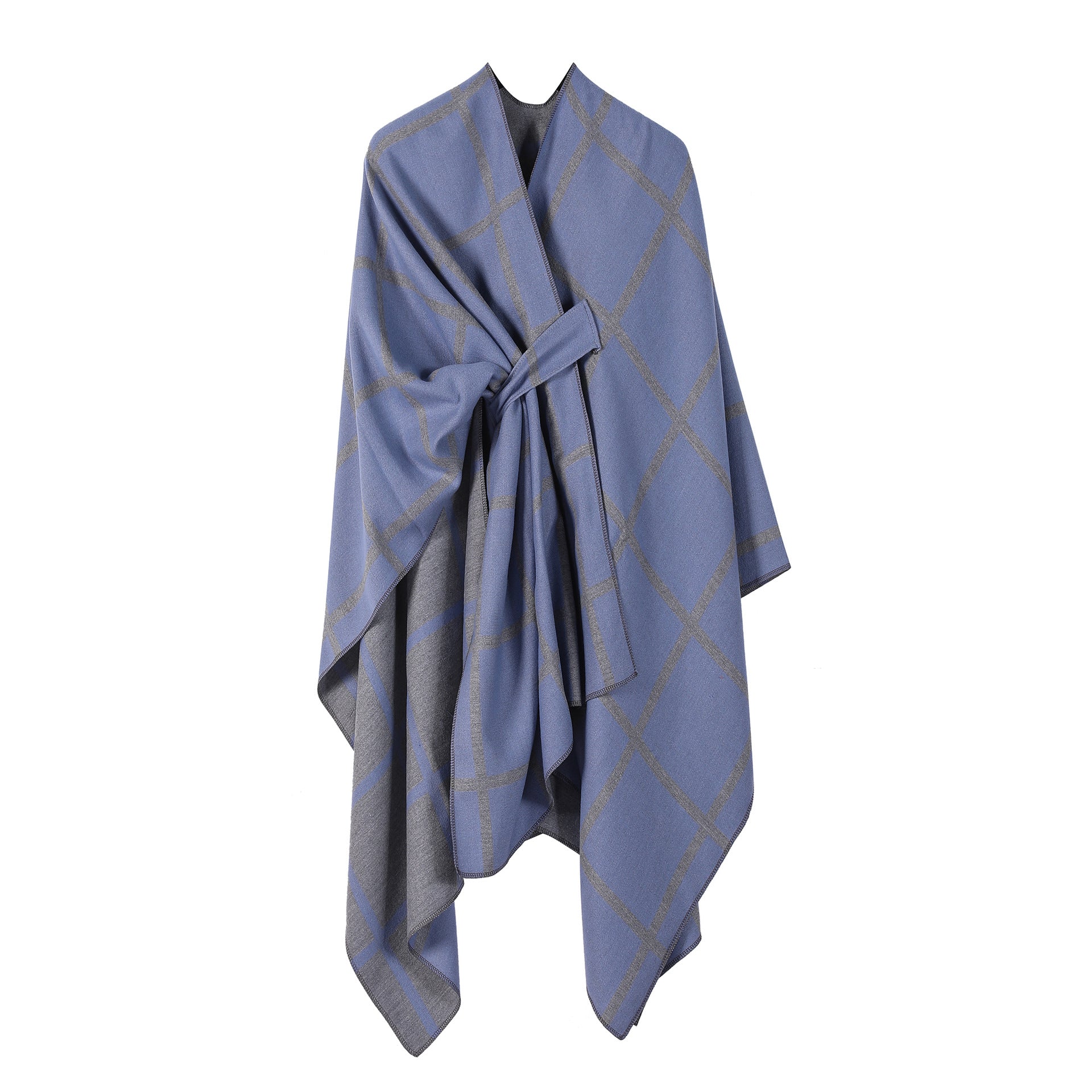 Bestselling Sidetied Plaid Split Cape Warm Crossborder Scarf