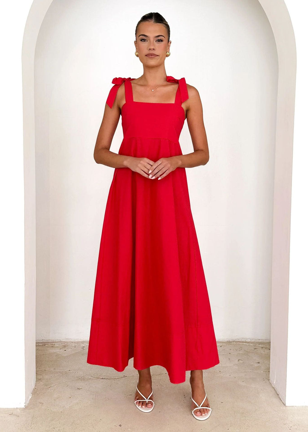 Solid Color Tube Top Maxi Lace up Dress