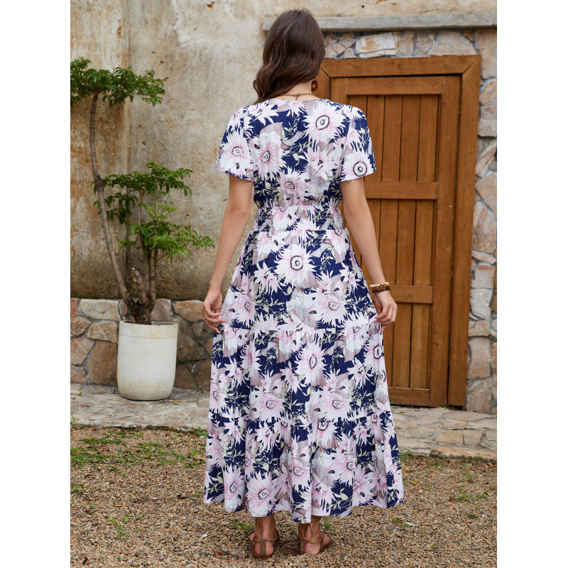 Violeta Aesthetic Women's Floral Wrap Midi Dress Everyday Luxe Edit