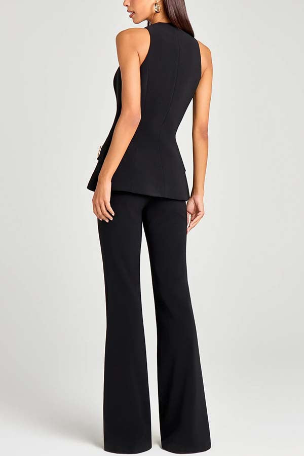 Women Power High Rise Side Zipper Flare Slim Fit Pants