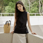 Sleeveless Light Pink Belted Top
