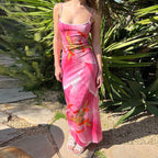 Denisse Premium Women's Floral Spaghetti Strap Maxi Dress Boutique Collection