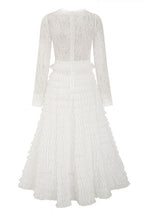 Yuio White Hollow Lace A-line Maxi Dress
