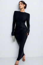 Ceni Straight Shoulder Flare Sleeve Maxi Dress