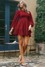 Zyna Satin Shirred Dress Brick