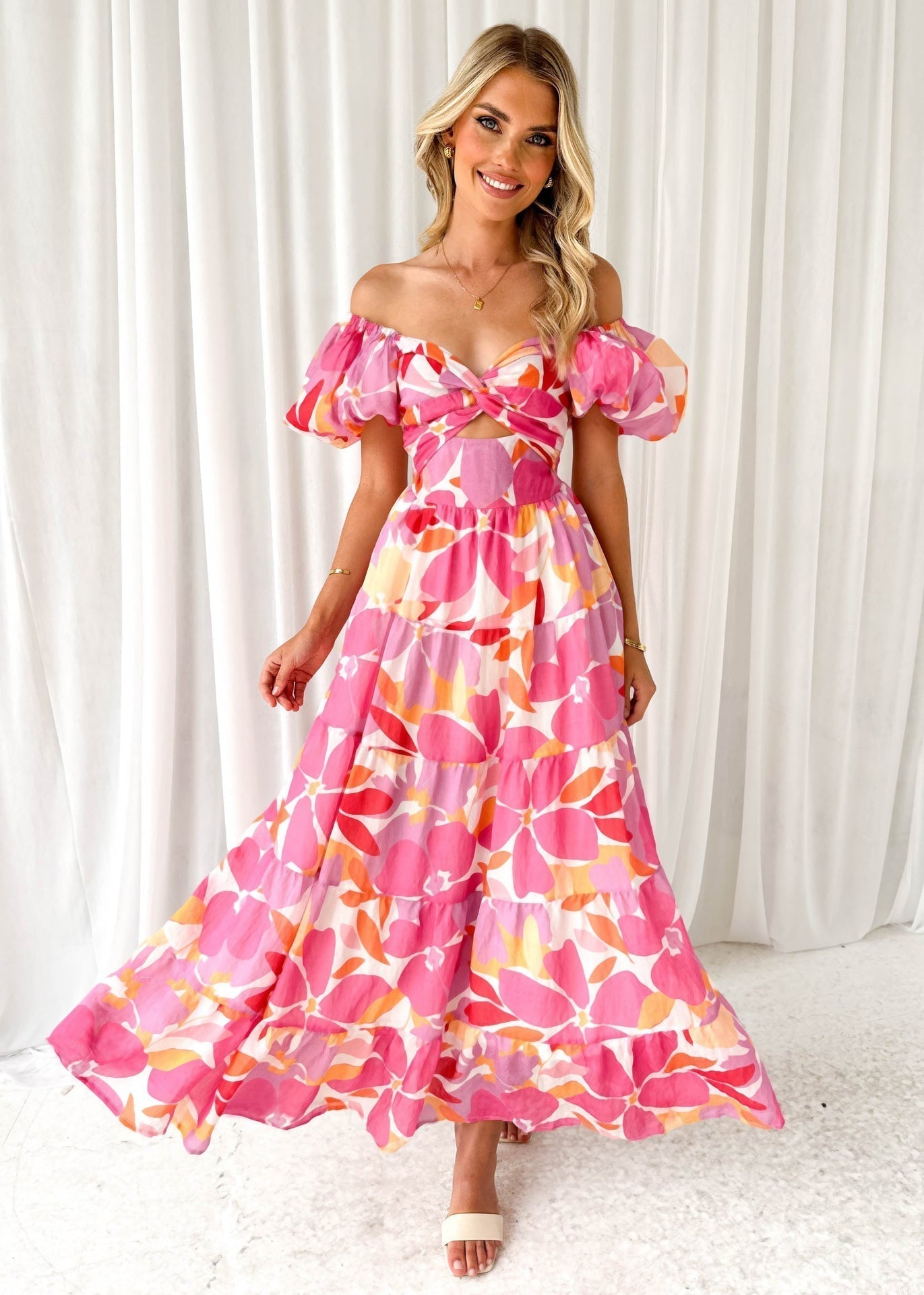 Nora Boutique Dress with Puff Sleeves Premium Wardrobe Essential