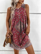 Samanta Statement Women's Sleeveless Summer Dress with Floral Patterns and a Slight a Line Silhouette Elevated Occasion Wear