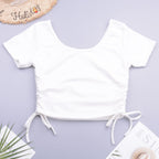 Beach Holiday Solid Color Linen Modal Comfortable Women Adjustable Top