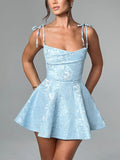 Jacquard Texture Suspender Slimming A - Hem Mini Dress