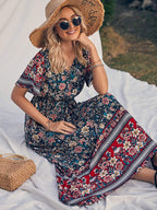 Cailynn Pocketed Kimono Maxi Dress Plum