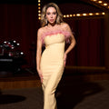 Slim Fit Dress Long High Sense Slimming French Feather Strapless Dress