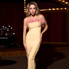 Slim Fit Dress Long High Sense Slimming French Feather Strapless Dress