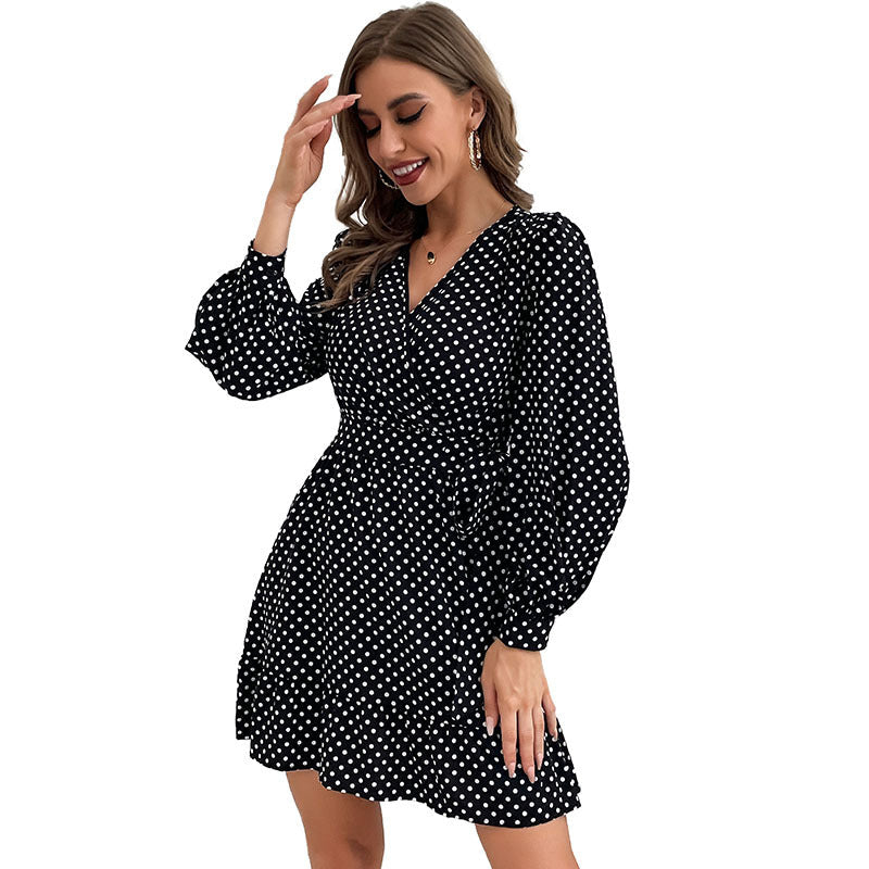 Leyla Polka Dot Shimmer Dress Black