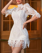 Champs lys������������������������������������es Embroidered Lace Dress