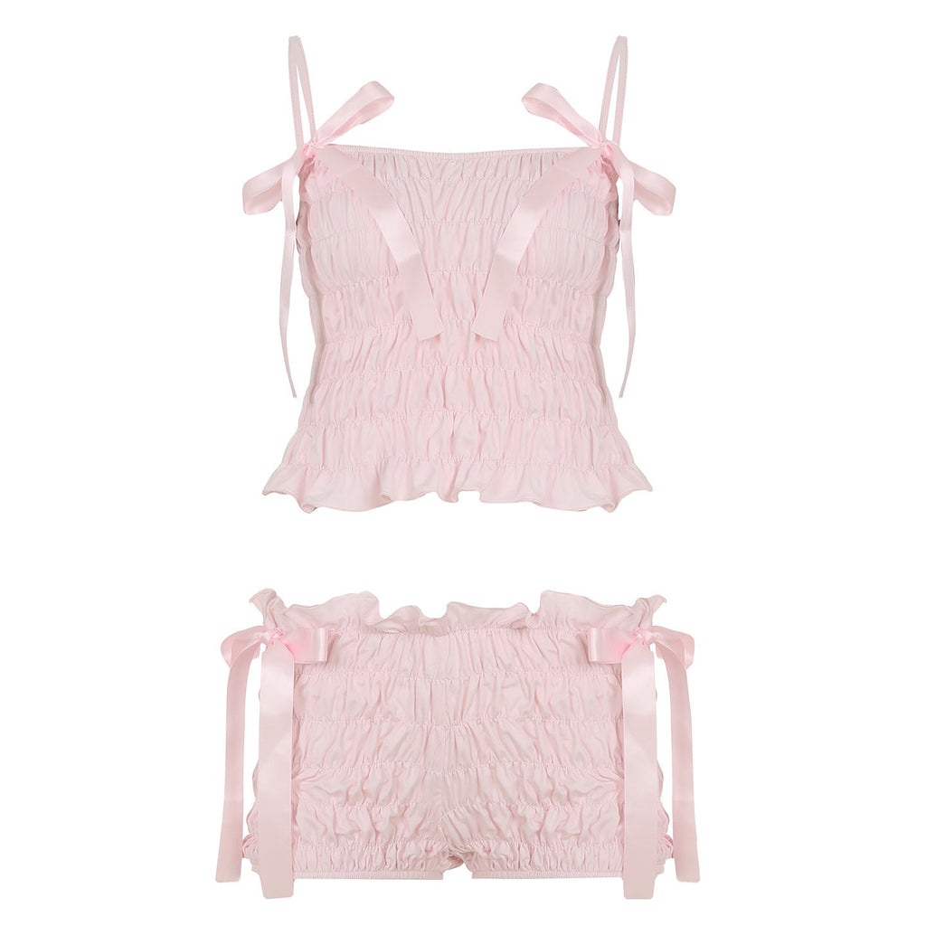 Zaire Bow Pleated Short Set