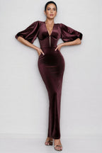 Ryla Burgundy Backless Maxi Dress