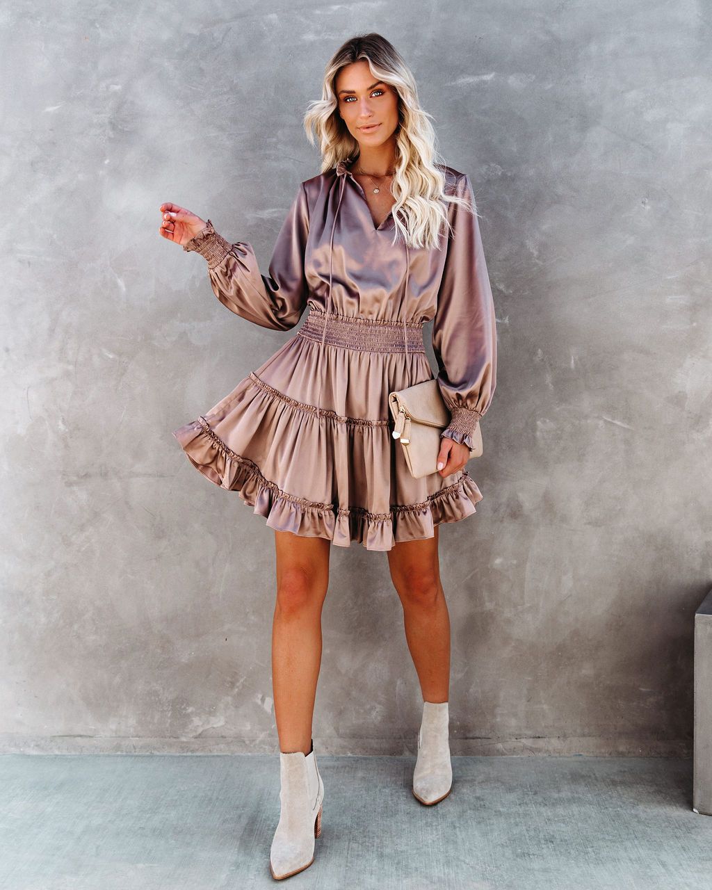 Lena Satin Midi Dress Champagne