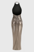 Irven Backless Twisted Split Maxi Dress
