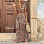 Zahira Exclusive Women's Floral Maxi Dress with High Side Slit Evening Wear Edit
