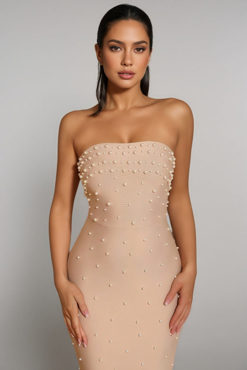 Sevyn Strapless Pearl Maxi Dress