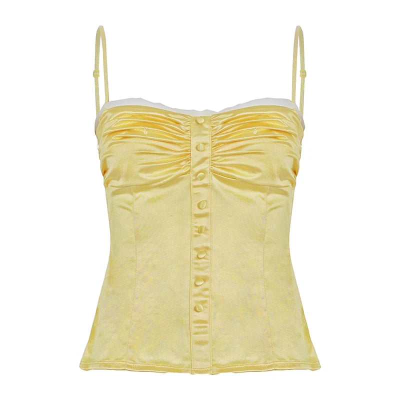 Ameena Pleated Satin Crop Top