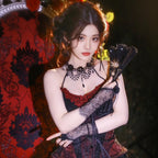 Dark Gothic Black Bead Tassel Palace Luxury Necklace