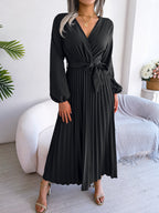 Cross Vneck Long Sleeve Dress