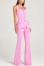 Women Power High Rise Side Zipper Flare Slim Fit Pants