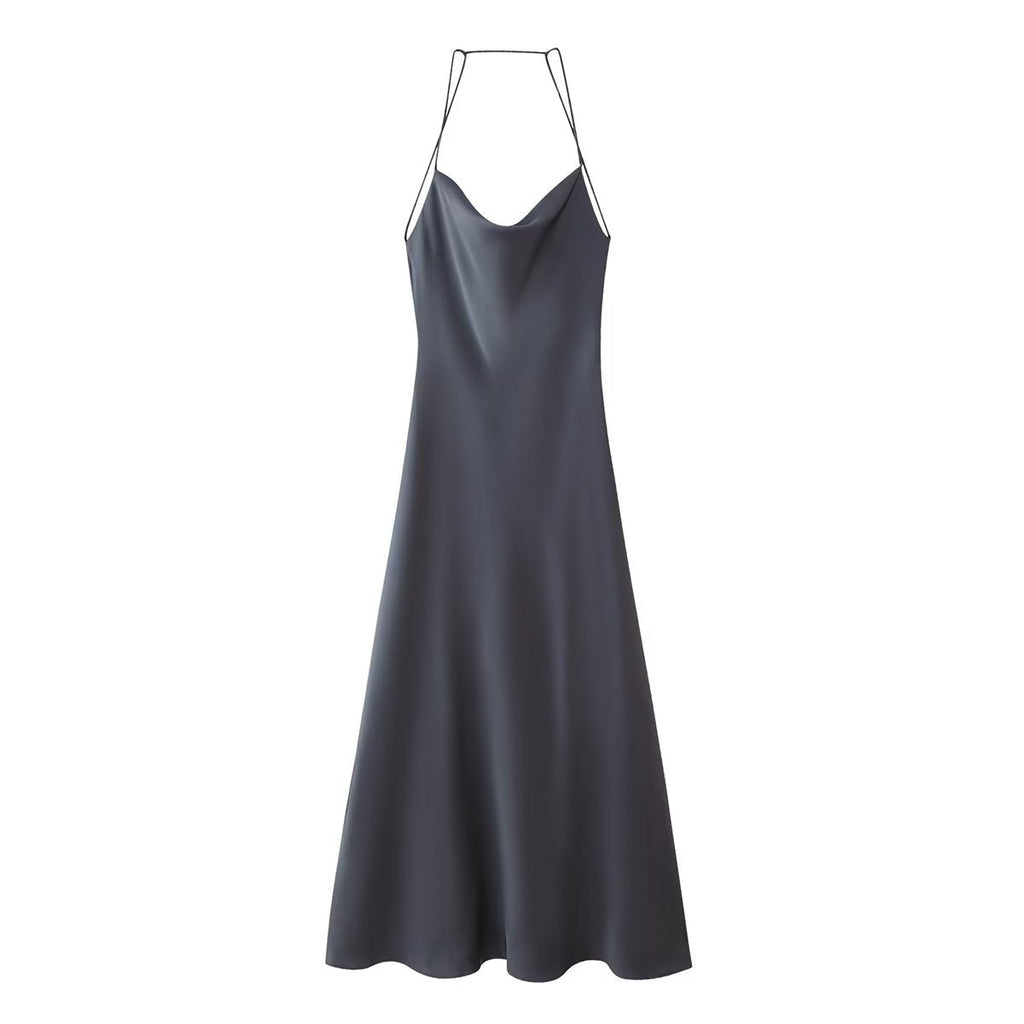 Love Letter Satin Cowl Neck Maxi Dress Black