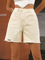 DressBetty - Loose Slim Raw Edge Denim Shorts