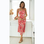 Small Digital Printing Fresh Sweet Spaghetti - Strap Dress Floral Burst
