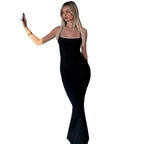 Tube Top Lace Slim Fit Maxi Dress Little Floral Stitching Suspender Sheath Fishtail Dress