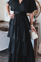 Formal Introduction Ruffle Tiered Maxi Dress Black