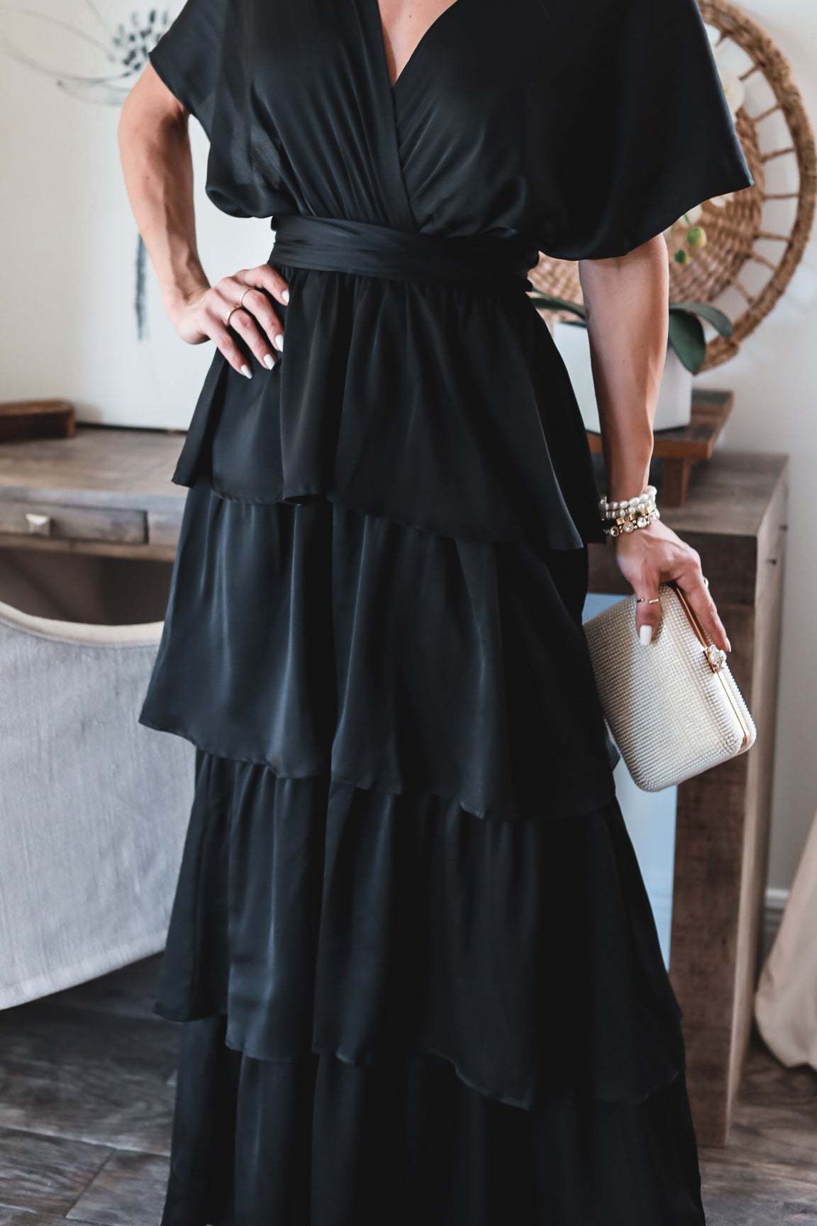Formal Introduction Ruffle Tiered Maxi Dress Black