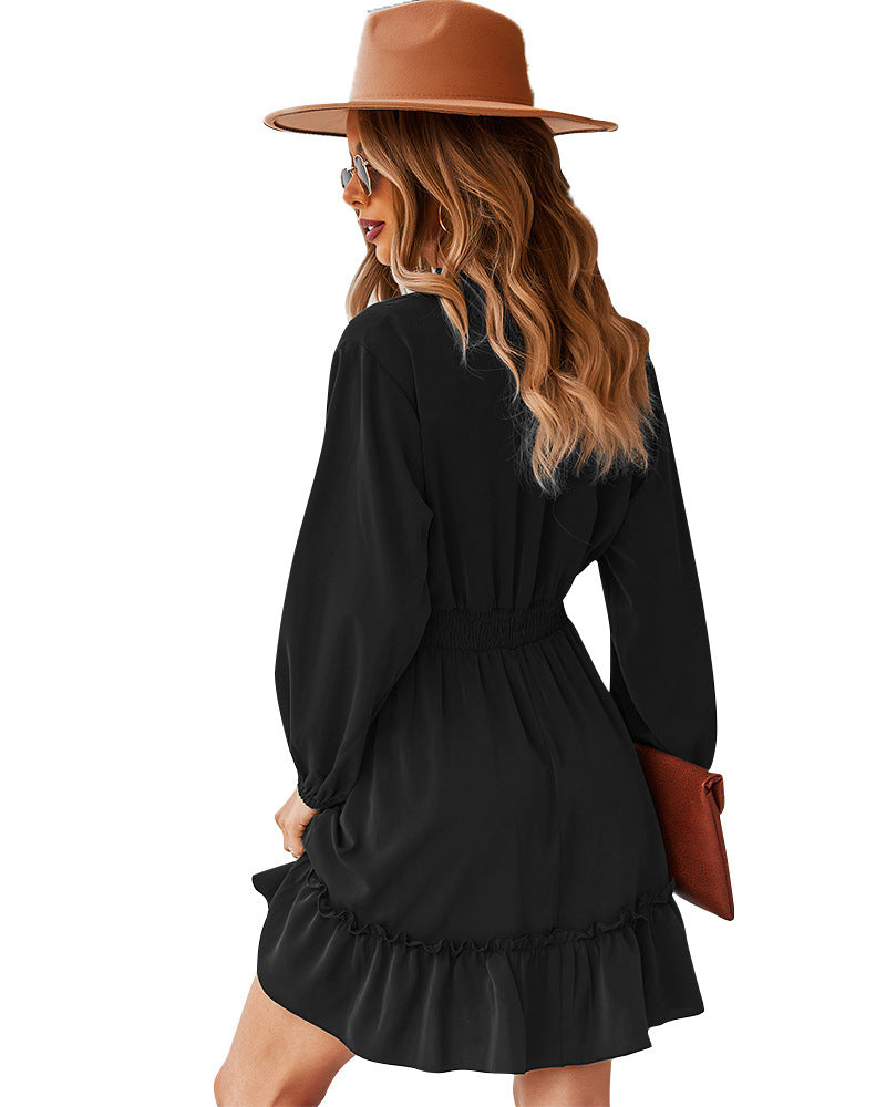 Indy Billowed Ruffle Dress Black