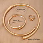 3 Piece Heavy Geometric Bracelet, Ring & Necklace Set