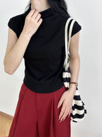 Half Turtleneck Slim Fit Short Sleeve T-Shirt