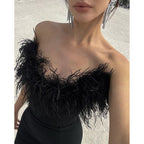 Tube Top Dress V - neck Woolen Fishtail Swing Dress