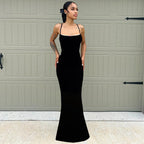 Tube Top Lace Slim Fit Maxi Dress Little Floral Stitching Suspender Sheath Fishtail Dress
